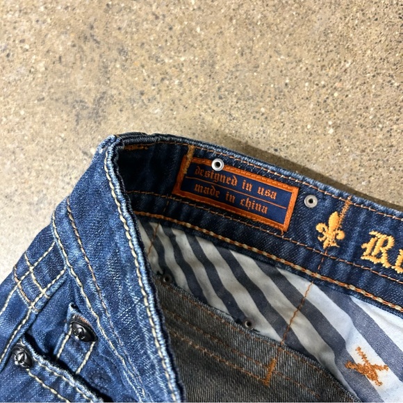 Rock Revival Jeans Mens 32x32 Blue Russell Straight Y2K Embroidered Grunge 2000s - Picture 4 of 10